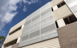 Looking up at perforated metal panels