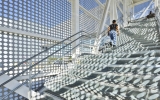 Perforated Metal Shadows On A Staircase