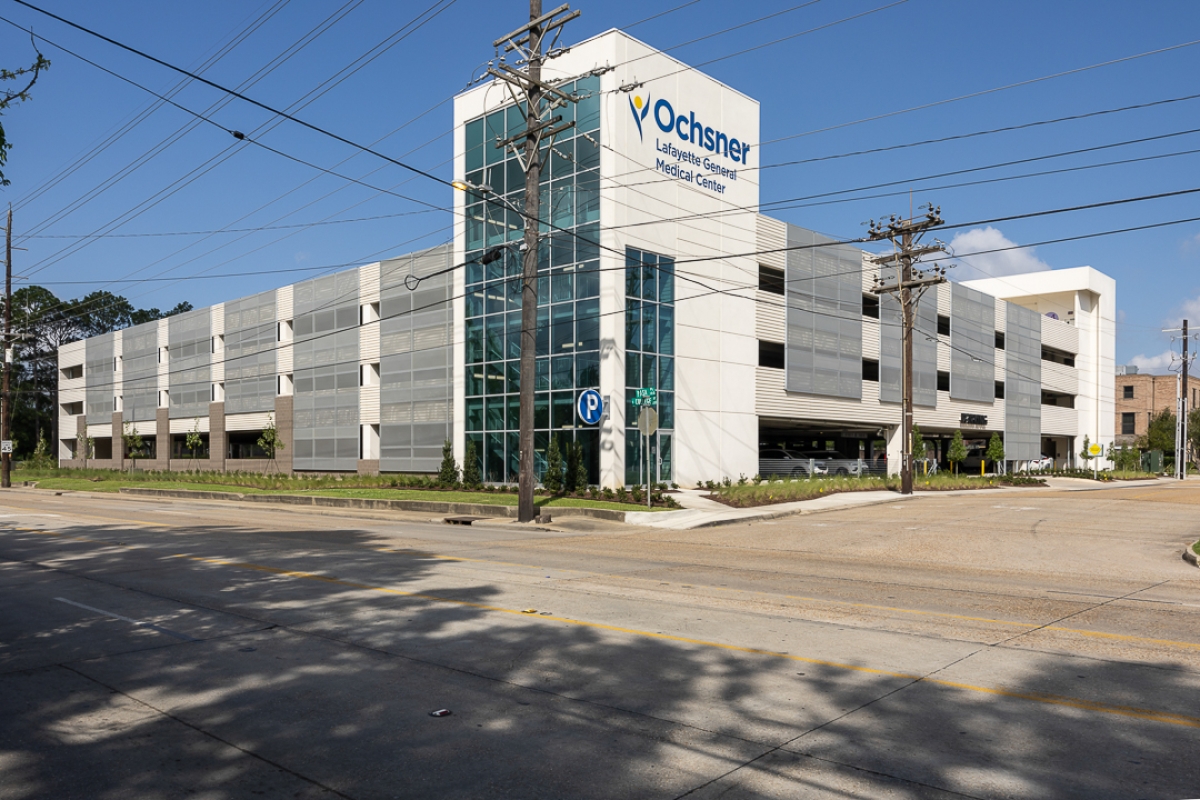 Exterior Shot, Parking Garage with Perforated Metal