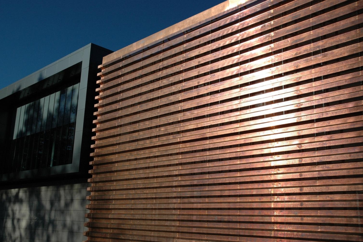 copper perforated facade