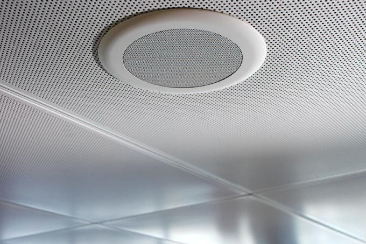 Perforated Ceiling Tile and Speaker