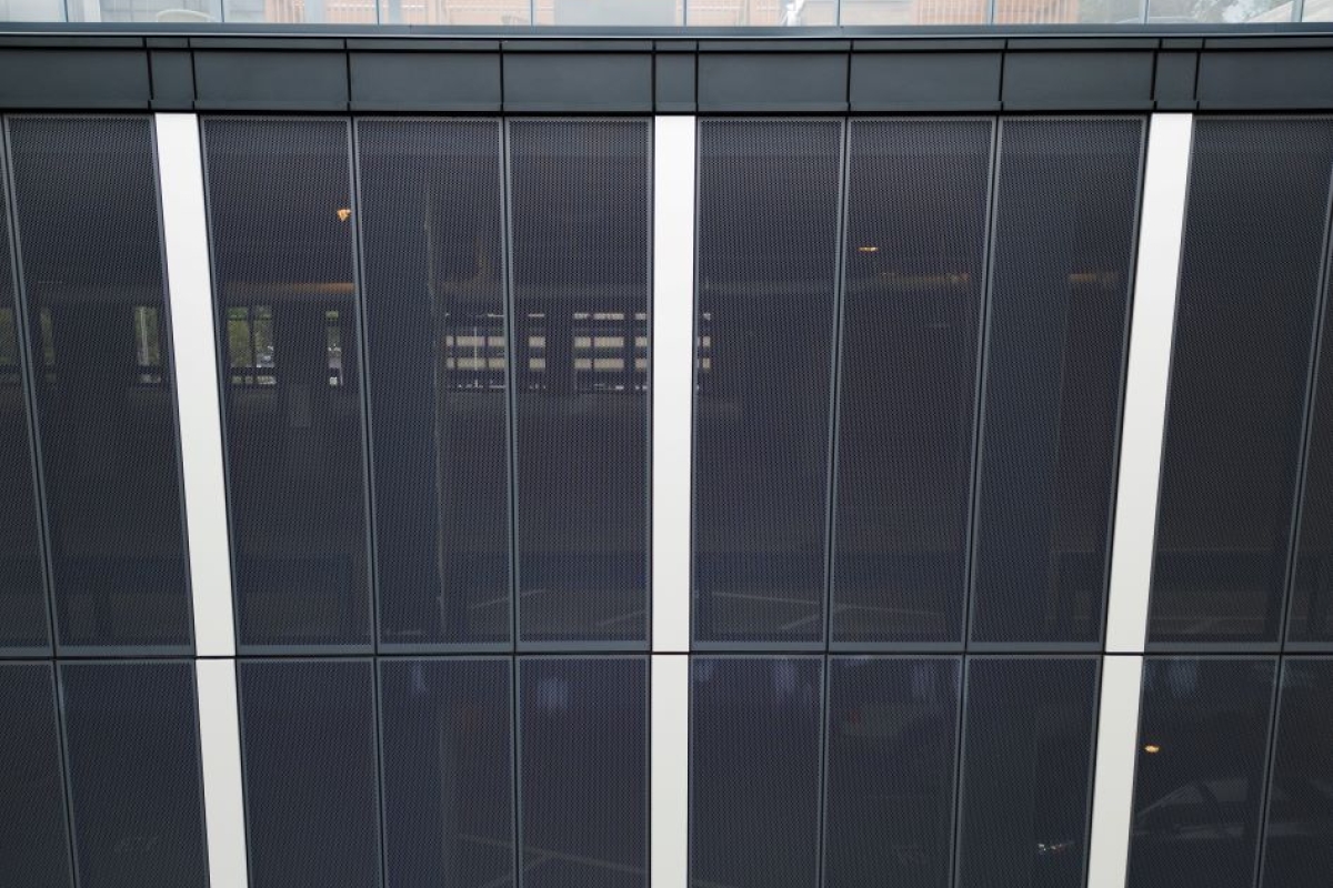 Perforated Metal on a parking garage