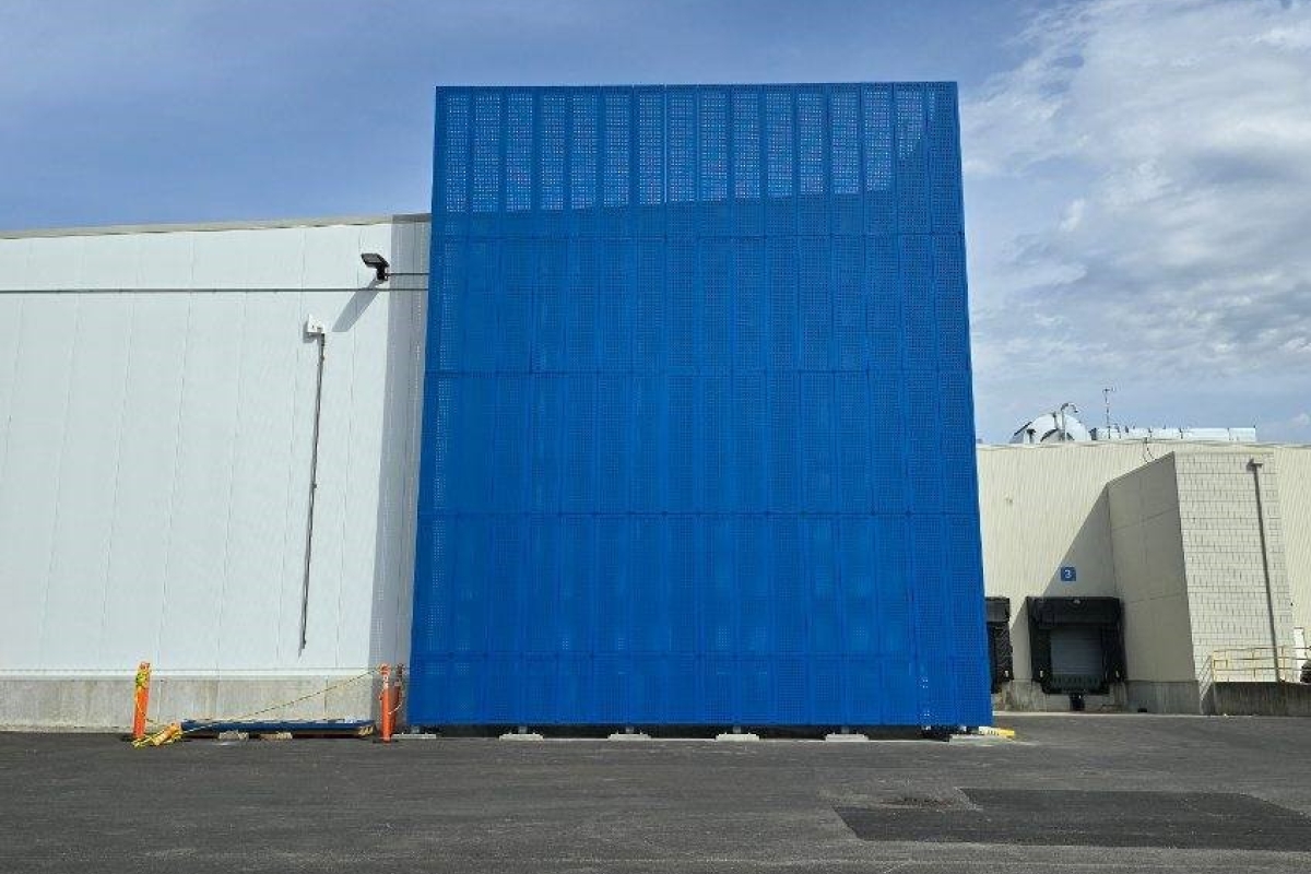 Blue perforated metal