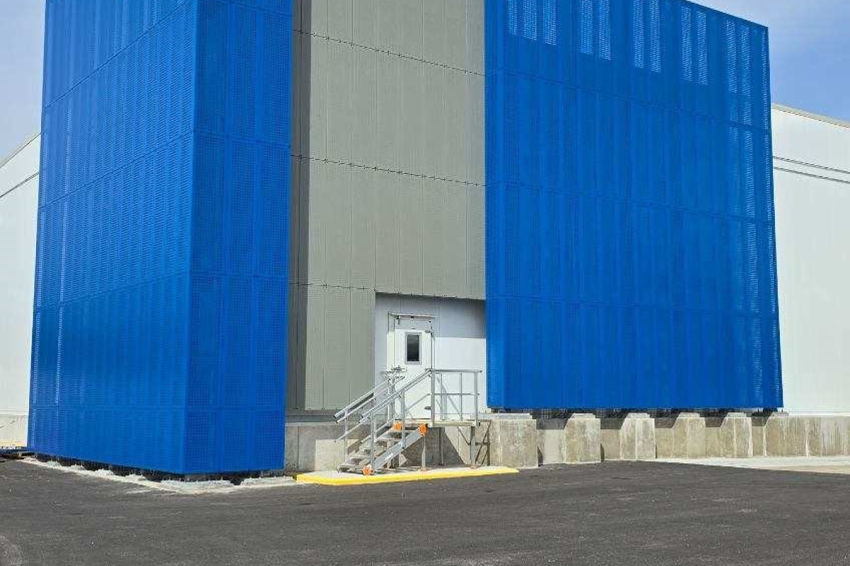 perforated metal painted blue