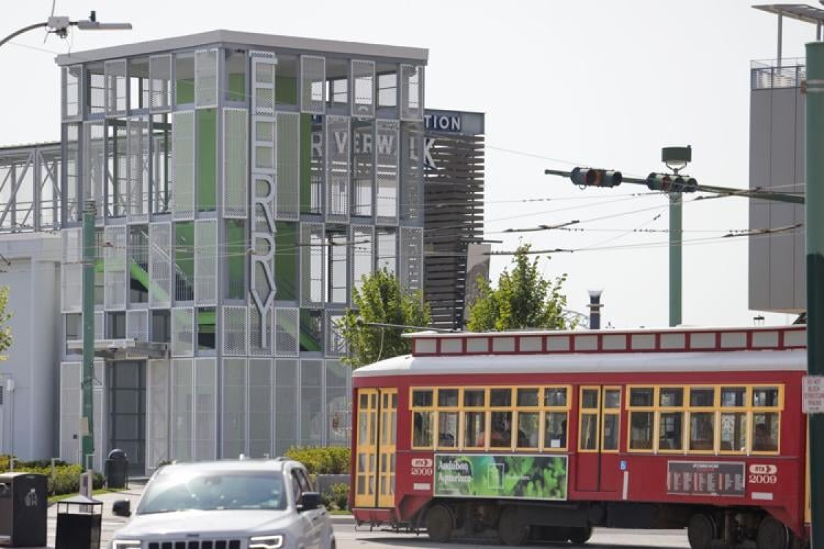 Perforated Metal surrounding Ferry Terminal Building