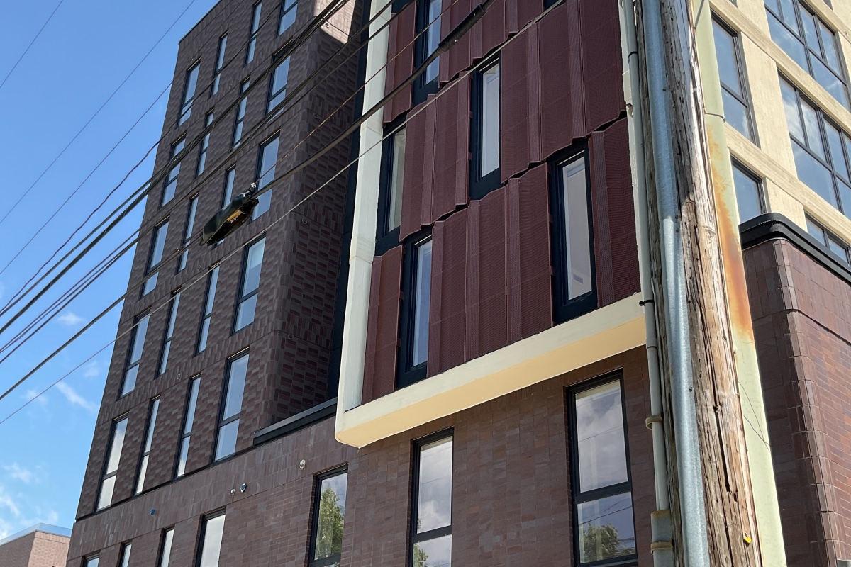 perforated panels on a building