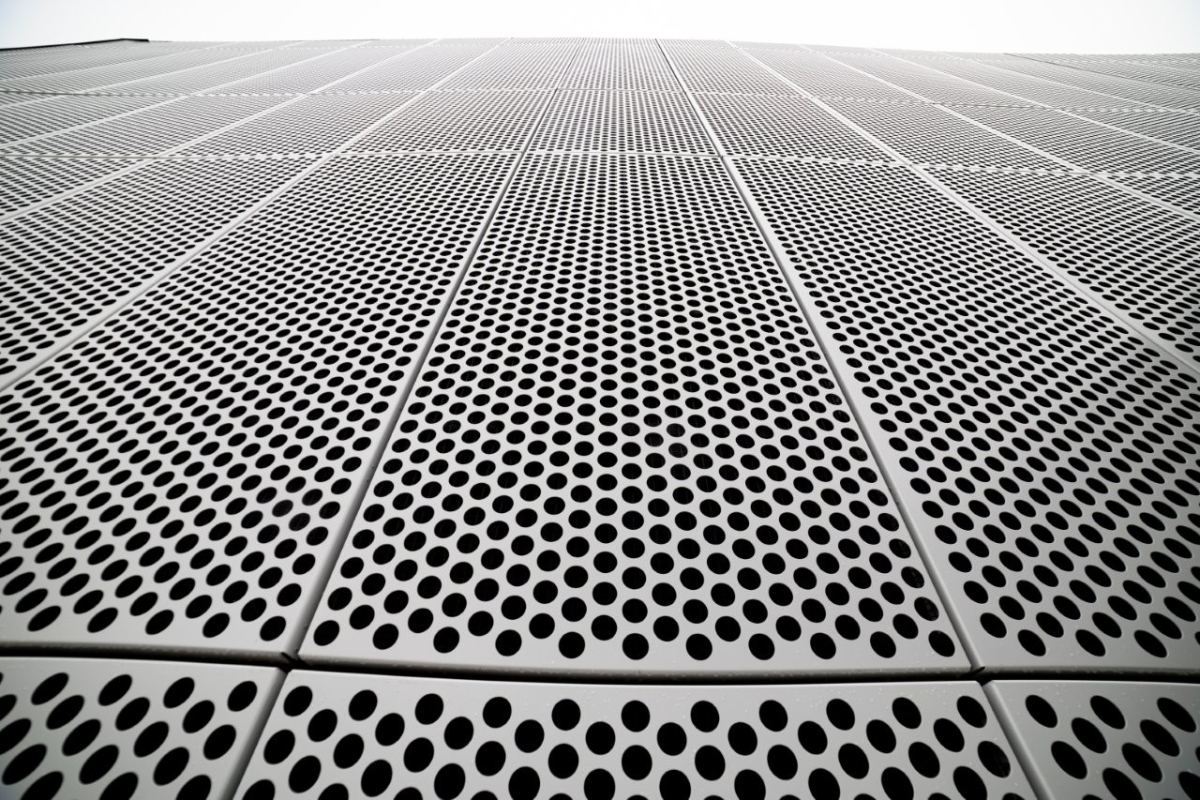 Looking up at perforated metal