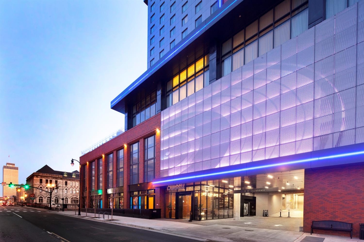 Backlighting Perforated Graphic Facade