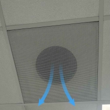 perforated ceiling tile with arrows