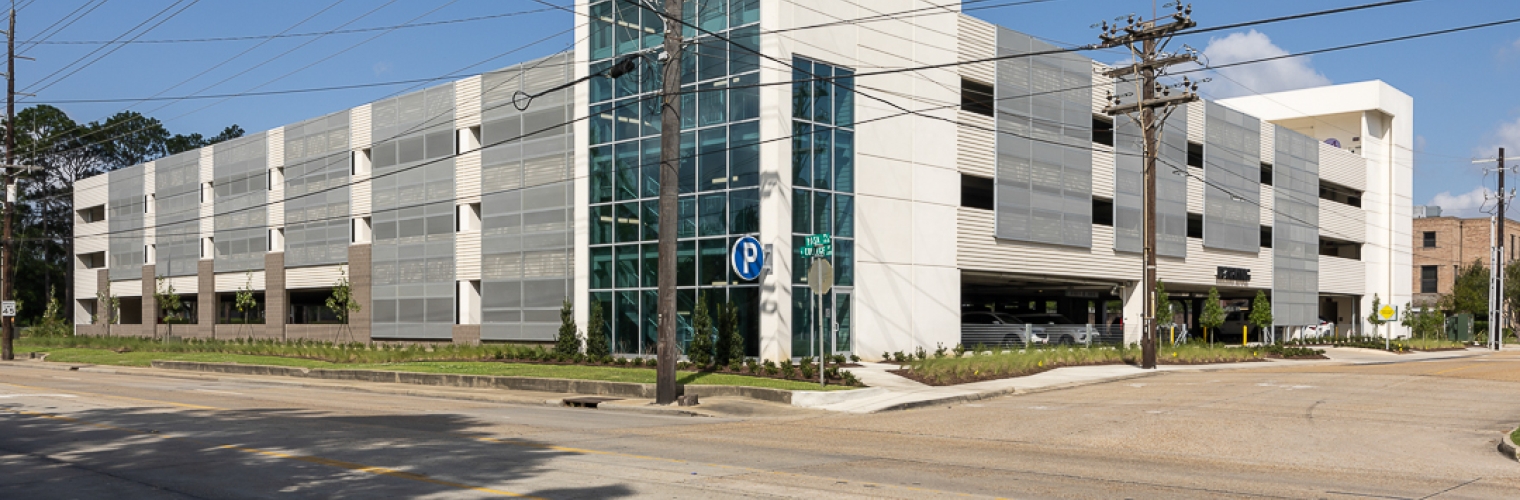 Exterior Shot, Parking Garage with Perforated Metal