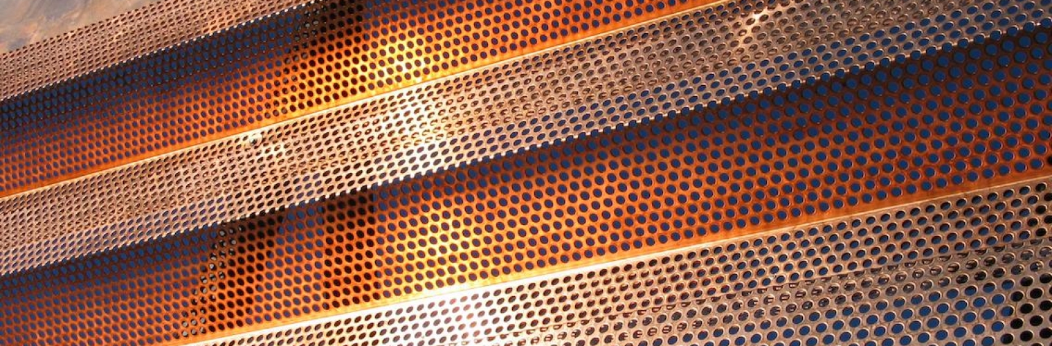 perforated copper facade close up
