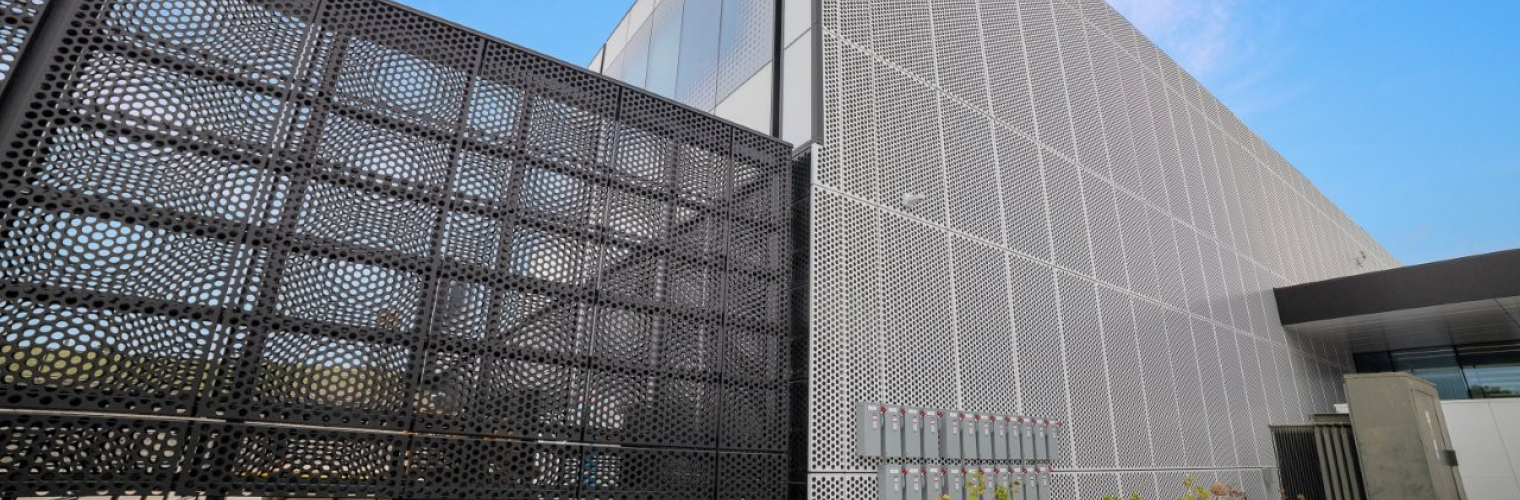 Perforated metal powder coated black and white