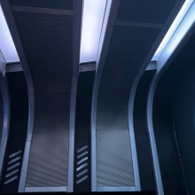 Perforated metal in the ceiling