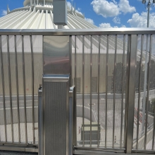 Perforated metal panels on the exterior of Tron Lightcycle Run
