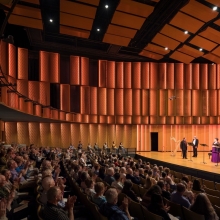 Decorative Perforated Metal Mounted on Acoustical Material 